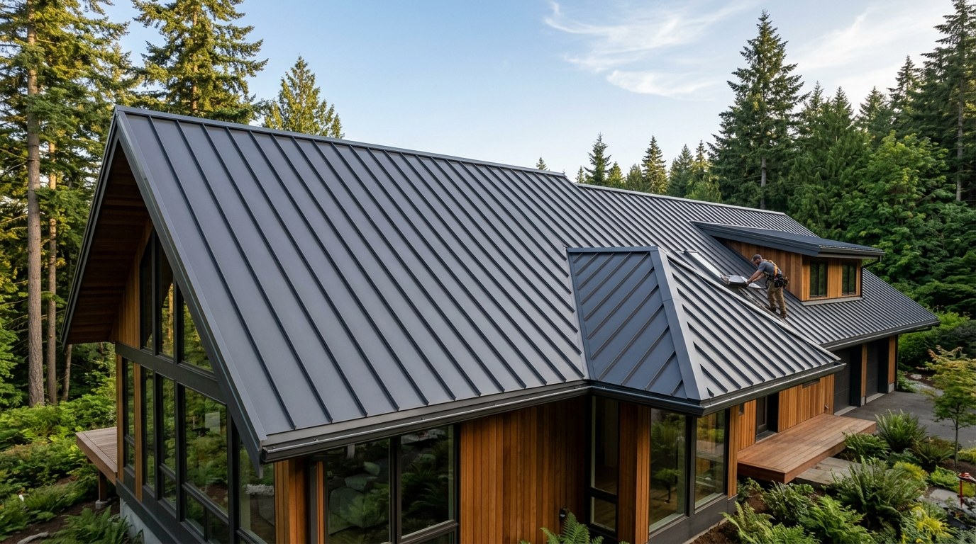 Roof installation with clean architectural lines